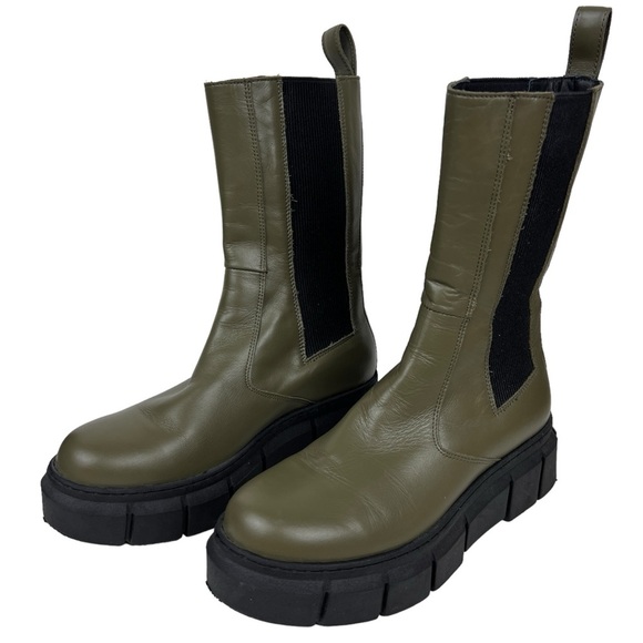 Free People x Alohas Lugged Platform Chelsea Pull On Leather Boots - Picture 4 of 10